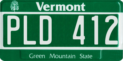 VT license plate PLD412