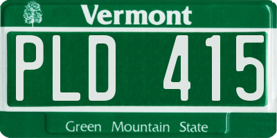 VT license plate PLD415