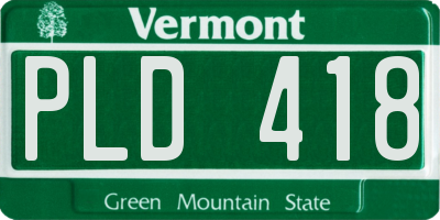 VT license plate PLD418