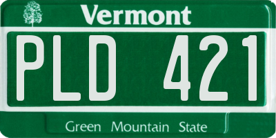 VT license plate PLD421