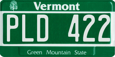 VT license plate PLD422