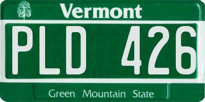 VT license plate PLD426