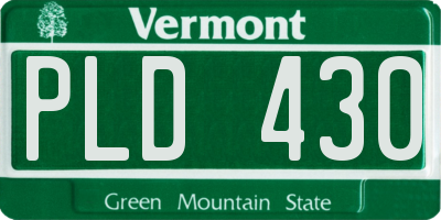 VT license plate PLD430
