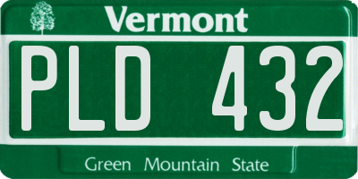 VT license plate PLD432