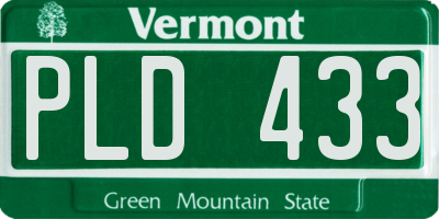 VT license plate PLD433