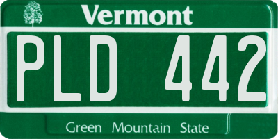 VT license plate PLD442