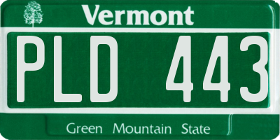 VT license plate PLD443