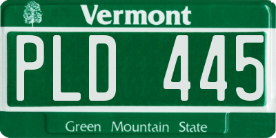 VT license plate PLD445