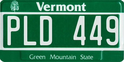 VT license plate PLD449