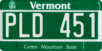 VT license plate PLD451