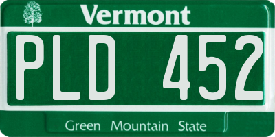 VT license plate PLD452