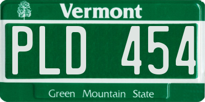 VT license plate PLD454