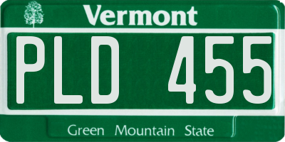 VT license plate PLD455