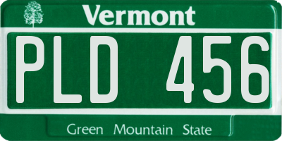 VT license plate PLD456