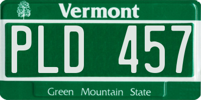 VT license plate PLD457