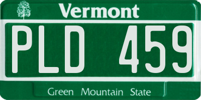 VT license plate PLD459