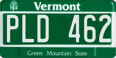 VT license plate PLD462