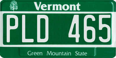 VT license plate PLD465