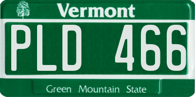 VT license plate PLD466