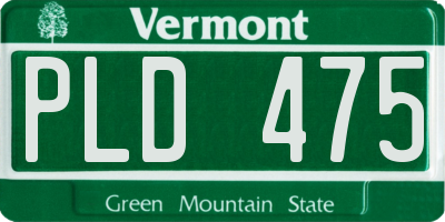 VT license plate PLD475