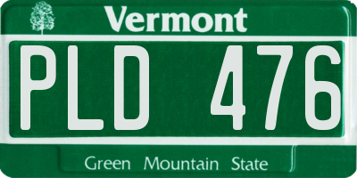 VT license plate PLD476
