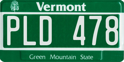 VT license plate PLD478