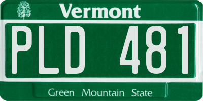 VT license plate PLD481