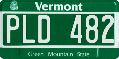 VT license plate PLD482