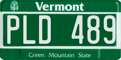 VT license plate PLD489