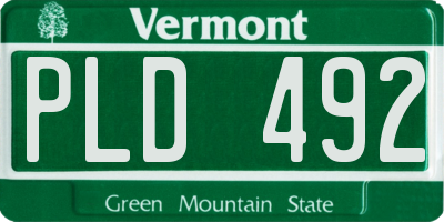 VT license plate PLD492