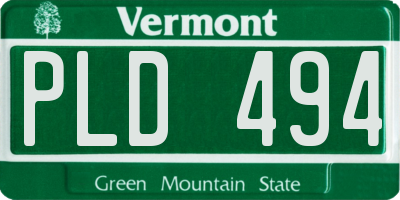 VT license plate PLD494
