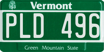 VT license plate PLD496