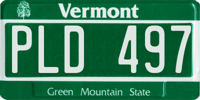 VT license plate PLD497