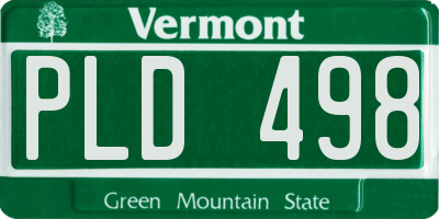 VT license plate PLD498