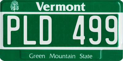 VT license plate PLD499