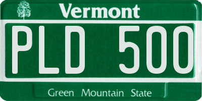 VT license plate PLD500