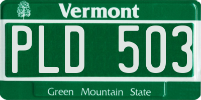 VT license plate PLD503