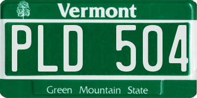 VT license plate PLD504