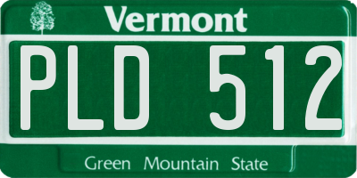 VT license plate PLD512