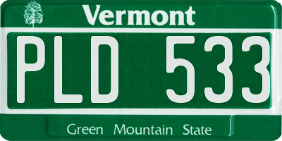 VT license plate PLD533