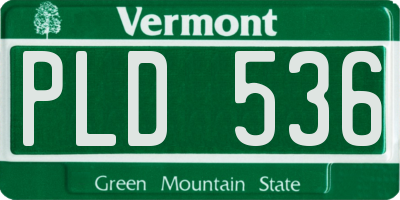 VT license plate PLD536