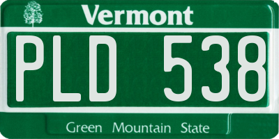 VT license plate PLD538
