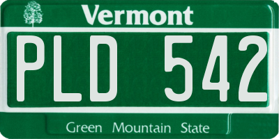 VT license plate PLD542