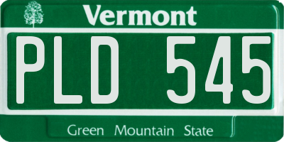 VT license plate PLD545