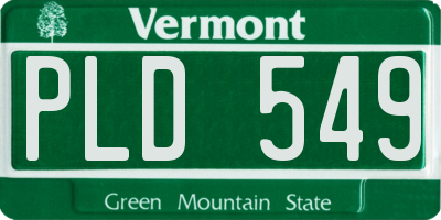 VT license plate PLD549