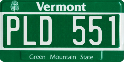 VT license plate PLD551