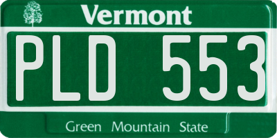 VT license plate PLD553