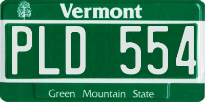 VT license plate PLD554