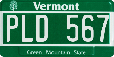 VT license plate PLD567
