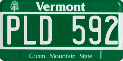 VT license plate PLD592
